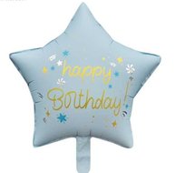 Balon foliowy gwiazda niebieska Happy Birthday 45cm
