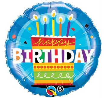 Balon foliowy, Happy Birthday, 18", tort - Qualatex