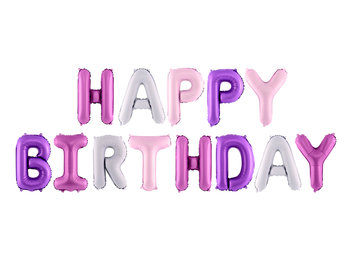 Balon foliowy, Happy Birthday, 340x35 cm - PartyDeco