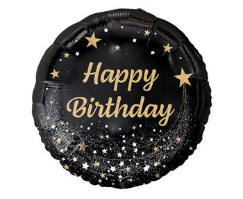Balon foliowy Happy Birthday, czarny, 18 cali