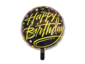 Balon foliowy Happy Birthday w kropki - 46 cm - 1 szt. - MK Trade