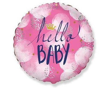Balon Foliowy Hello Baby Różowy okrągły 46 cm - GoDan