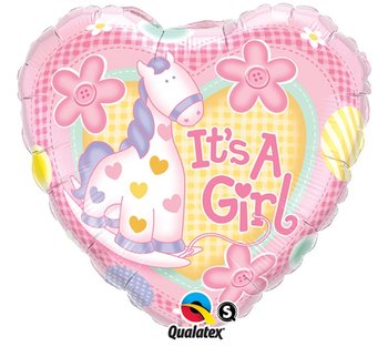 Balon foliowy, It's a Girl, 18", różowy - Qualatex