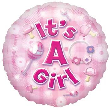 Balon foliowy, Its a Girl, 18", różowy - Amscan