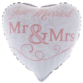 Balon foliowy, Just Married - Mr & Mrs, 46 cm - Funny Fashion