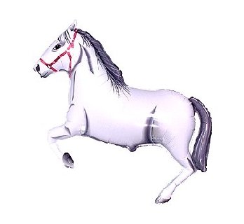 Balon foliowy, Konie w galopie, 24", biały - Flexmetal