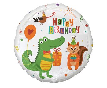 Balon Foliowy Krokodylek Z Prezentem (Happy Birthday), 18 Cali - GoDan