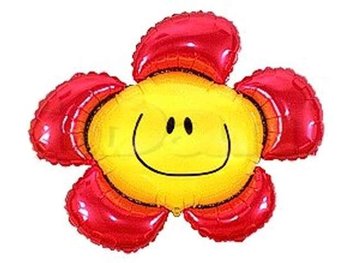 Balon foliowy, kwiatek, 14", czerwony - Flexmetal Balloons