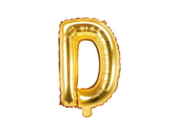 Balon foliowy, litera D, złoty, 35 cm - PartyDeco