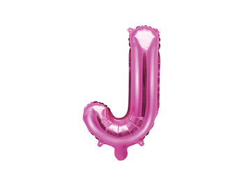 Balon foliowy, Litera J, 35 cm, ciemny różowy - PartyDeco