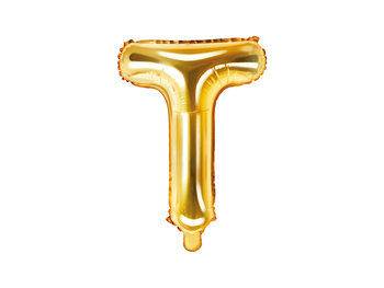 Balon foliowy, litera T, złoty, 35 cm - PartyDeco
