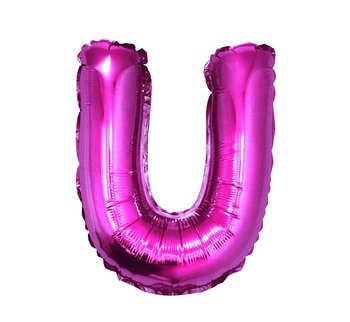 Balon foliowy, litera U, różowy, 35 cm - GoDan