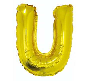 Balon foliowy, litera U, złoty, 35 cm - GoDan