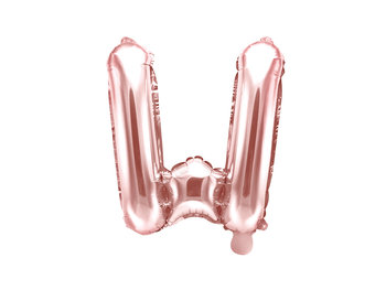 Balon foliowy, Litera W, 35 cm, różowe złoto - PartyDeco