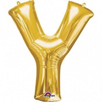 Balon foliowy litera "Y" złota - 27 x 35 cm - Amscan