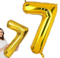 BALON FOLIOWY NA URODZINY IMPREZY CYFRA SIEDEM SIÓDEMKA 7 ZŁOTY DUŻY XXL 100CM
