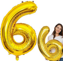 BALON FOLIOWY NA URODZINY IMPREZY CYFRA SZEŚĆ SZÓSTKA 6 ZŁOTY DUŻY XXL 100CM