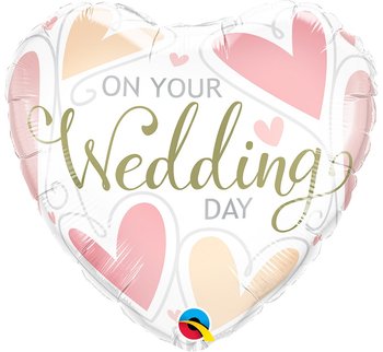 Balon foliowy, On Your Wedding Day Hearts, 18" - Qualatex