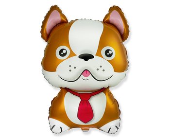 Balon foliowy, Pies Bulldog,  24", brązowy - Flexmetal