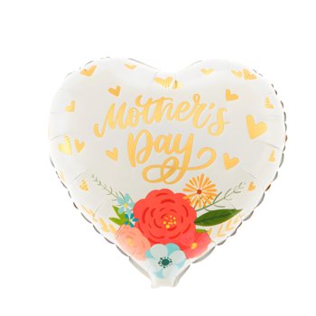 Balon foliowy serce białe Mother's Day na DZIEŃ MATKI MAMY 45cm - ABC