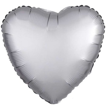 Balon foliowy, Serce, srebrny mat, 17" - Amscan