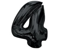 Balon foliowy Smart, cyfra 4, czarna, 92 cm