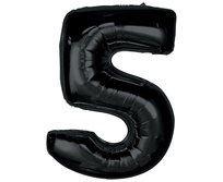 Balon foliowy Smart, cyfra 5, czarna, 92 cm