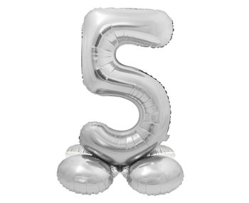 Balon foliowy Smart, Cyfra stojąca 5, srebrna, 72 cm - Inna marka