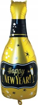 Balon Foliowy Szampan Złoto Czarny Happy New Year Nowy Rok Sylwester - PartyDeco