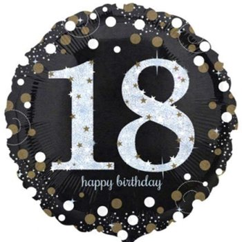 Balon foliowy, Urodziny 18, Sparkling Celebrations Gold, 18" - Amscan