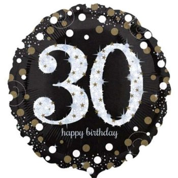 Balon foliowy, Urodziny 30, Sparkling Celebrations Gold, 18" - Amscan