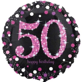 Balon foliowy, Urodziny 50, czarno-różowy, 18" - Amscan