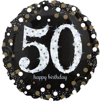Balon foliowy, Urodziny 50, Jumbo Sparkling Celebrations Gold, 28" - Amscan