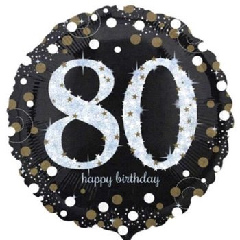 Balon Foliowy, Urodziny 80, Sparkling Celebrations Gold, 18" - Amscan