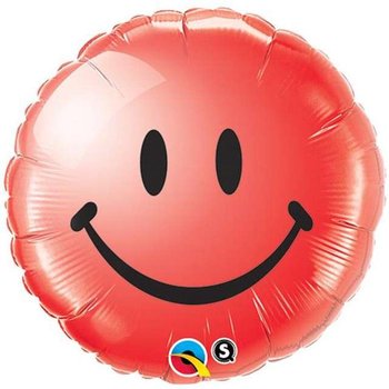 Balon foliowy, uśmiech, 18", czerwony - Qualatex