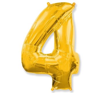 Balon foliowy w kształcie cyfry 4, złoty, 38" - GoDan