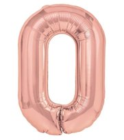 BALON FOLIOWY W KSZTAŁCIE CYFRY ZERO 0 RÓŻOWE ZŁOTO BALON 100CM URODZINY