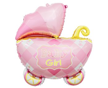 Balon foliowy Wózek, różowy, 60 cm - GoDan