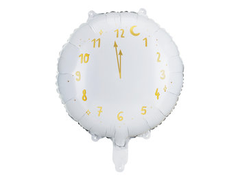 Balon foliowy Zegar, 45 cm, biały - PartyDeco