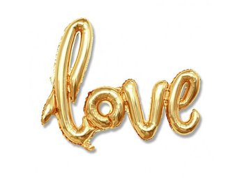 Balon foliowy złoty napis Love - 79 cm - 1 szt. - DP