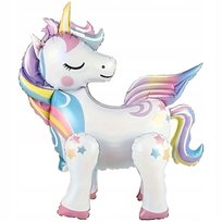 BALON JEDNOROŻEC NA URODZINY STOJĄCY XL 4D UNICORN TĘCZA BALONY URODZINOWE