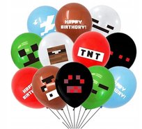 Balon Klasyczny z Nadrukiem na URODZINY - MINECRAFT - 12 szt Unicorn
