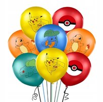 Balon Klasyczny z Nadrukiem na URODZINY - POKEMON - 12 szt