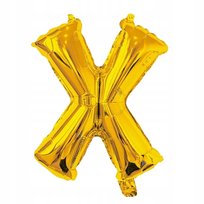 Balon Litera X złoty foliowy 40cm Imię Napis Literka Wesele Urodziny Event