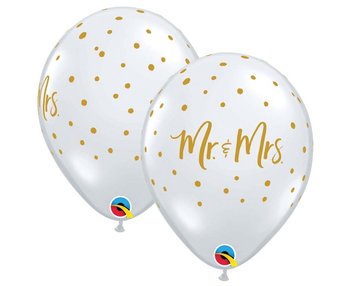 Balon, Mr. & Mrs., 11", transparentny, 25 sztuk - Qualatex