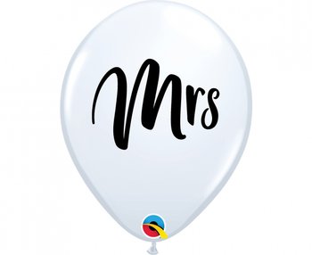 Balon, Mrs., biały, 11", 25 sztuk