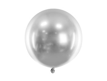 Balon okrągły Glossy, srebrny, 60 cm - PartyDeco
