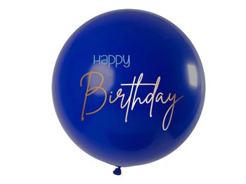 Balon olbrzym Happy Birthday 80 cm - granatowy. - Folat