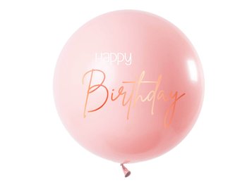 Balon olbrzym Happy Birthday 80 cm - pastelowy różowy. - Folat