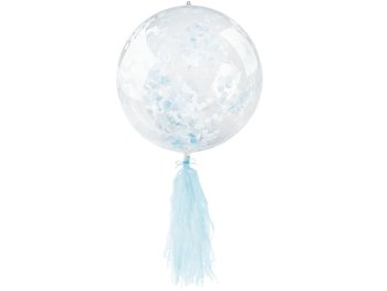 Balon PVC z konfetti i frędzlami - niebieski - Arpex